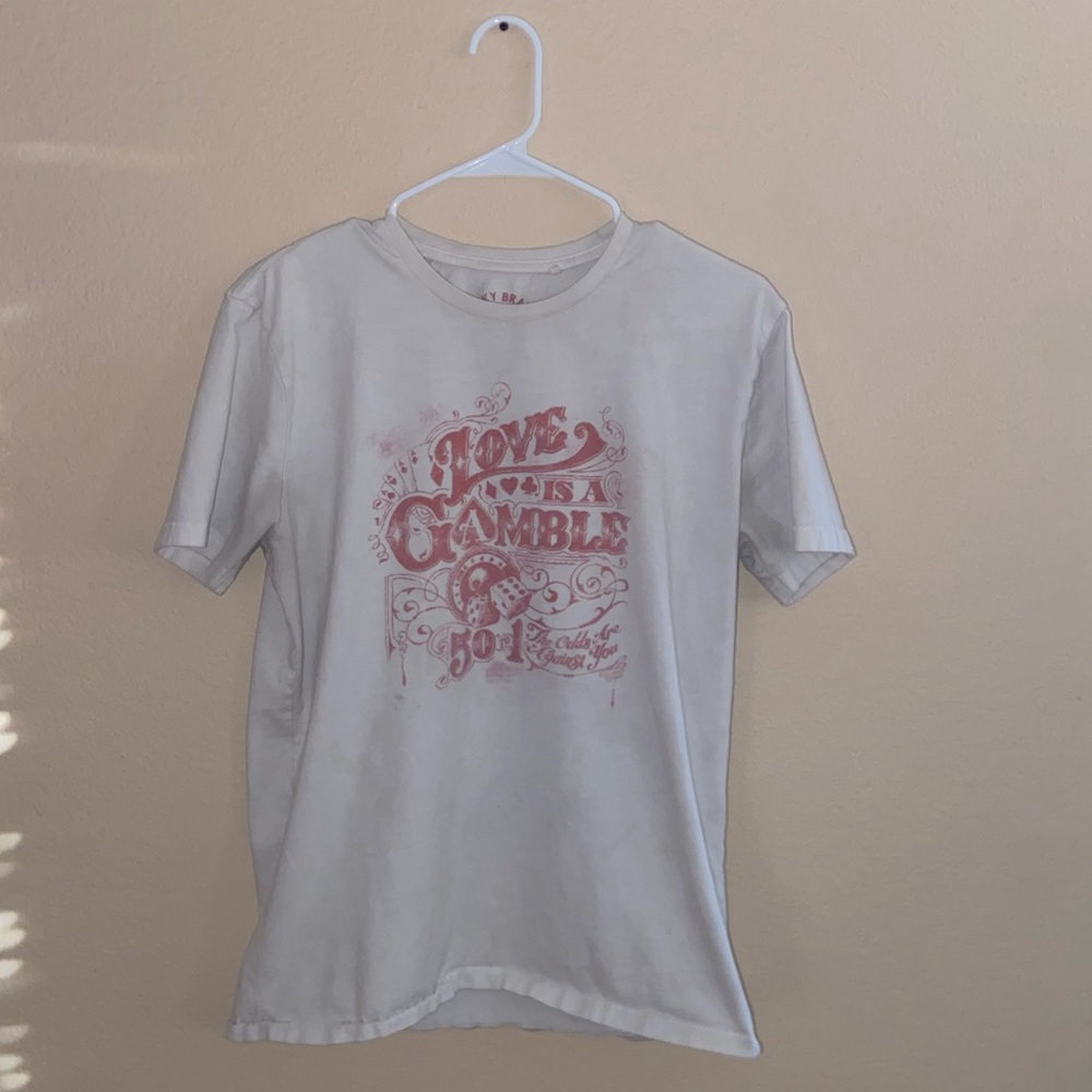 Charcoal Lucky brand graphic vintage tee y2k short sleeve top grunge retro shirt